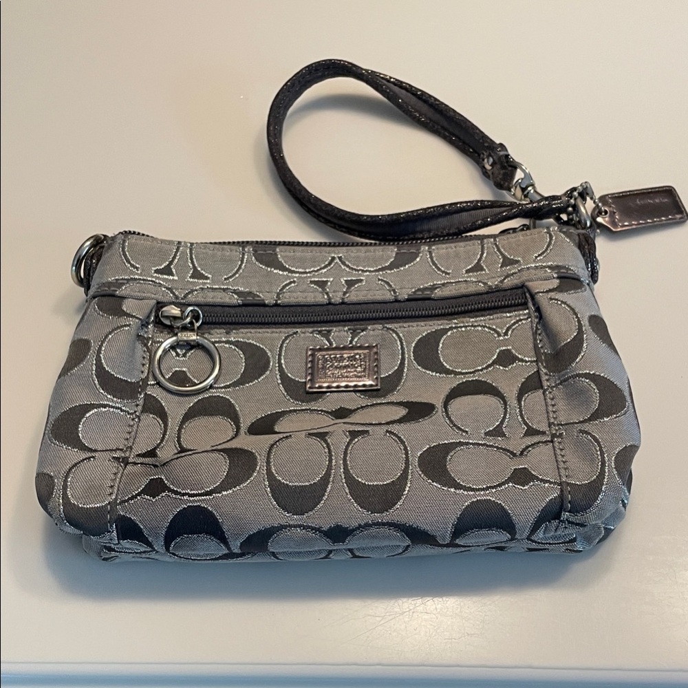 Coach Black and Gray Signature Wristlet